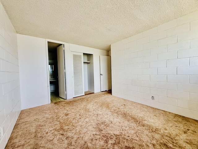 4156 Rice St Unit 411, Lihue, HI 96766 - unfurnished bedroom with carpet floors, a closet, concrete block wall, a textured ceiling, and ensuite bathroom