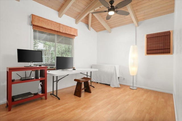 87-3194 Carissa Rd, Captain Cook, HI 96704 - home office featuring wooden ceiling, ceiling fan, wood finished floors, and baseboards