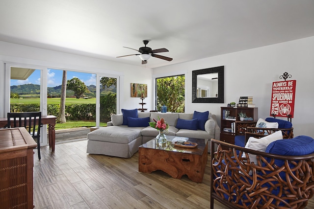 2750 Milo Hae Lp, Koloa, HI 96756 - living room with ceiling fan and wood finished floors