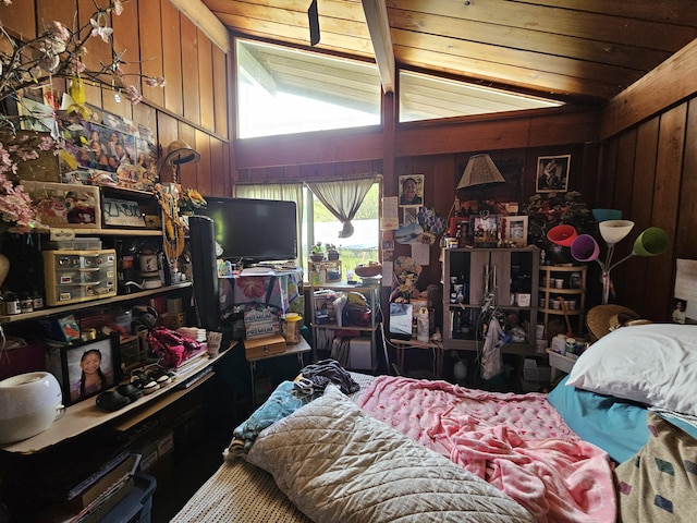 15-1483 28th Ave, Keaau, HI 96749 - bedroom featuring vaulted ceiling, wood walls, and wood ceiling