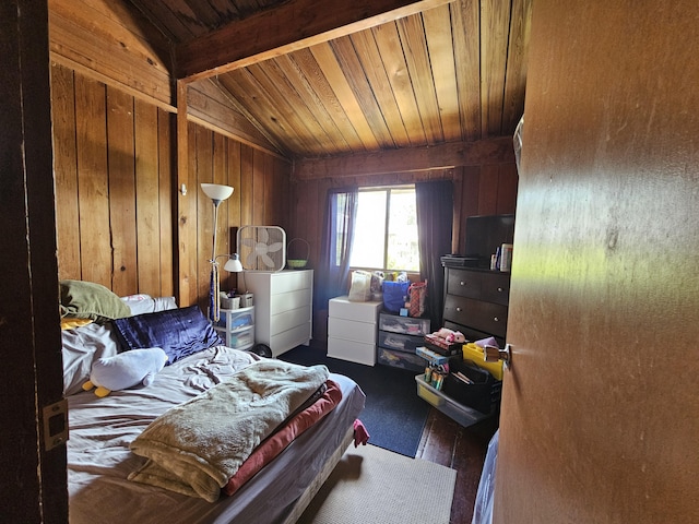 15-1483 28th Ave, Keaau, HI 96749 - bedroom featuring wooden ceiling, wood walls, and lofted ceiling