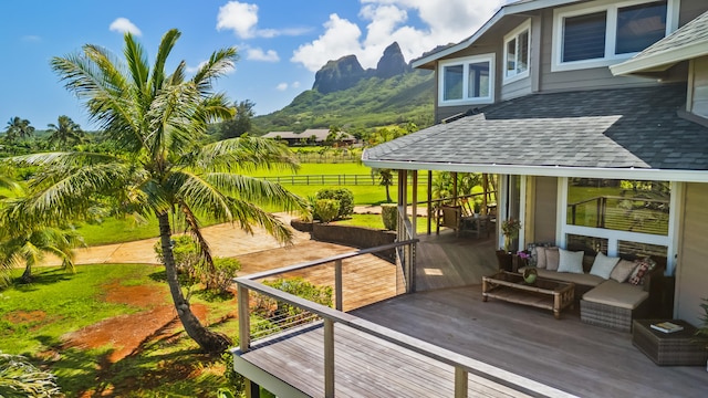 5421-C Kalalea View Dr, Anahola, HI 96703 - deck featuring an outdoor hangout area and a mountain view