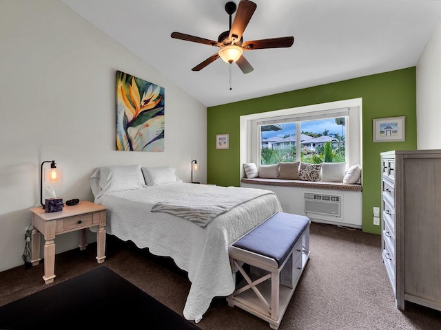 75-6009 Alii Dr Unit Y22, Kailua-Kona, HI 96740 - carpeted bedroom featuring vaulted ceiling and ceiling fan