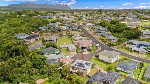 5167 Holomua Pl, Kapaa, HI 96746 - aerial overview of property's location with nearby suburban area and a mountain backdrop