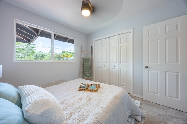 15-1791 4th Ave, Keaau, HI 96749 - bedroom with light colored carpet, a closet, and ceiling fan