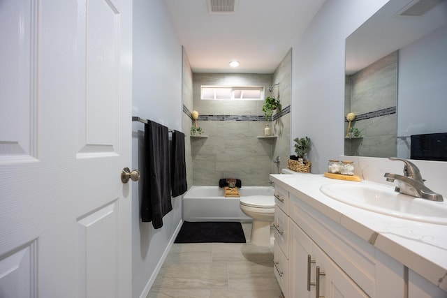 15-1791 4th Ave, Keaau, HI 96749 - bathroom with vanity, toilet, marble finish floors, and shower / bathtub combination