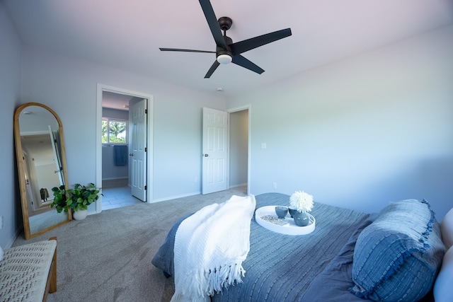 15-1791 4th Ave, Keaau, HI 96749 - carpeted bedroom featuring ceiling fan, baseboards, and connected bathroom