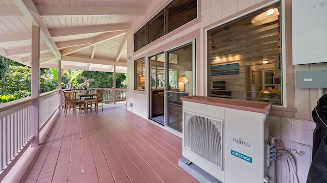 5-6691 Kuhio Hwy, Hanalei, HI 96714 - wooden terrace with a cooling unit