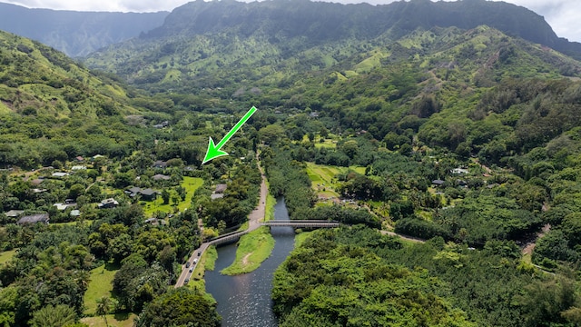 5-6691 Kuhio Hwy, Hanalei, HI 96714 - aerial view of a water and mountain view and a heavily wooded area
