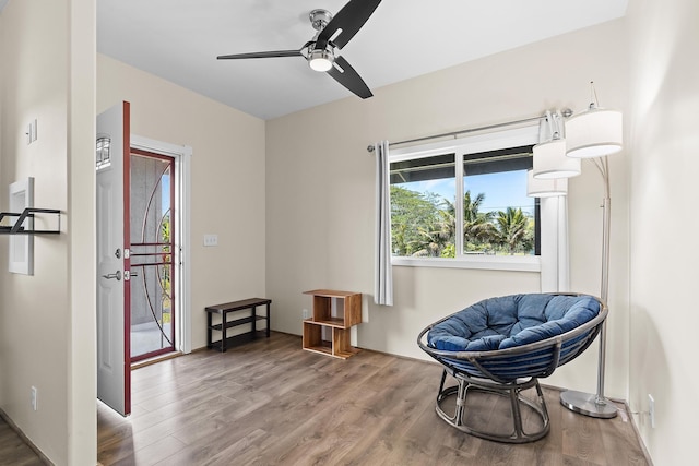 16-2028 35th Ave, Keaau, HI 96749 - sitting room featuring a ceiling fan and wood finished floors