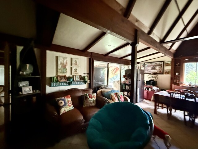 16-233 Orchid Land Dr, Keaau, HI 96749 - tiled living area with lofted ceiling