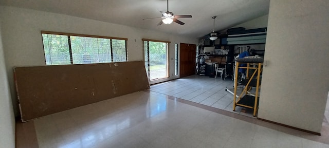 16-1397 35th Ave, Keaau, HI 96749 - interior space featuring a ceiling fan and vaulted ceiling