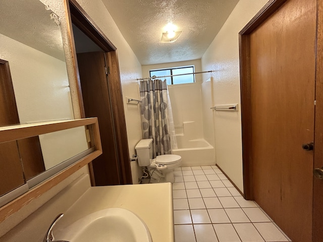 16-1397 35th Ave, Keaau, HI 96749 - bathroom featuring a textured ceiling, toilet, tile patterned floors, shower / tub combo, and vanity