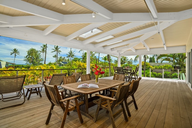 7205 Alealea Rd, Hanalei, HI 96722 - wooden deck featuring outdoor dining space