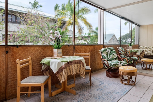 75-5719 Alii Dr Unit 220, Kailua-Kona, HI 96740 - sunroom / solarium featuring wooden walls and tile patterned flooring