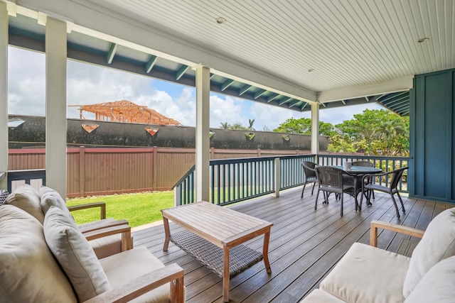 2650 Halalu St, Koloa, HI 96756 - wooden deck with outdoor dining space and an outdoor living space