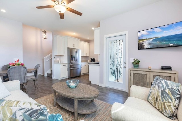 2650 Halalu St, Koloa, HI 96756 - living area with a ceiling fan, recessed lighting, and baseboards