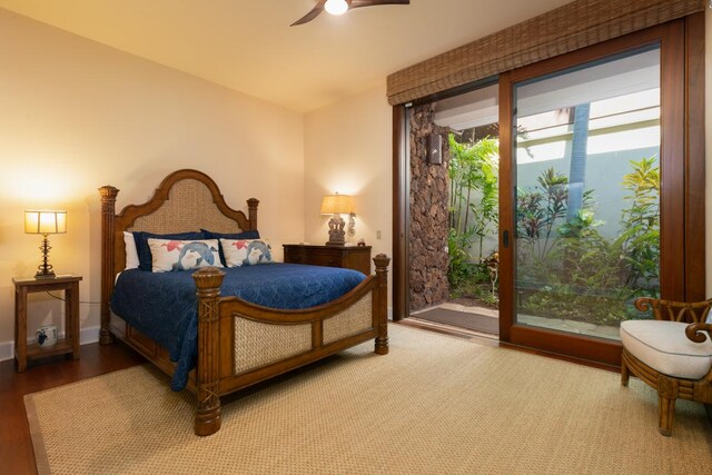62-3512 Kaunaoa Lii Pl Unit 10B, Kamuela, HI 96743 - bedroom with wood finished floors and ceiling fan