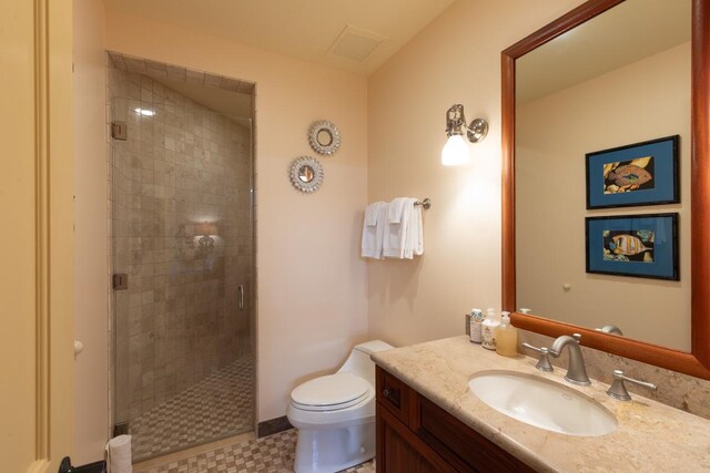 62-3512 Kaunaoa Lii Pl Unit 10B, Kamuela, HI 96743 - bathroom with vanity, a shower stall, and toilet