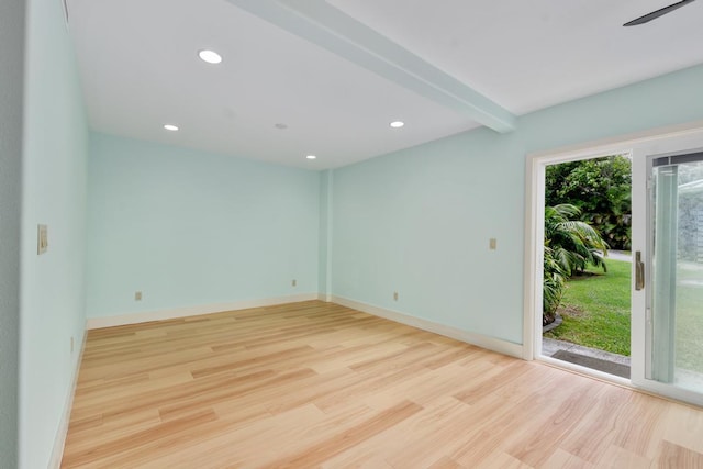 73-4566 Kukuki St, Kailua-Kona, HI 96740 - empty room with wood finished floors, recessed lighting, and a ceiling fan