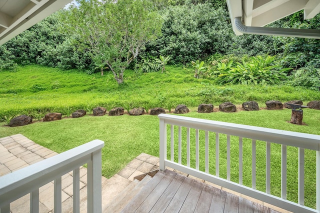 4059 Anini Rd, Kilauea, HI 96754 - wooden terrace with a lawn