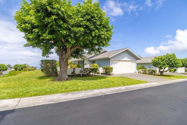 75-252 Nani Kailua Dr Unit 23, Kailua-Kona, HI 96740 - single story home with a garage, driveway, a front yard, and a shingled roof