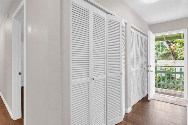 14-882 Kehau Rd, Pahoa, HI 96778 - corridor with dark wood-style floors and baseboards