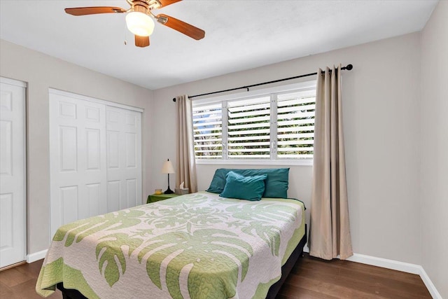 14-882 Kehau Rd, Pahoa, HI 96778 - bedroom with baseboards, wood finished floors, and ceiling fan