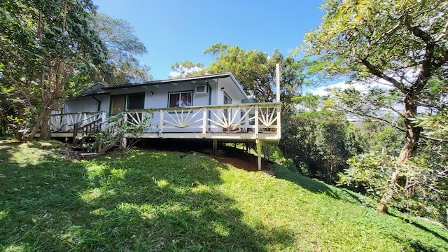 3215-C Wawae Rd, Kalaheo, HI 96741 - back of house with a yard and a wooden deck