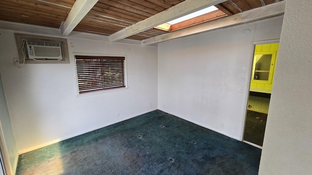 3215-C Wawae Rd, Kalaheo, HI 96741 - carpeted empty room with a wall mounted AC and a wood ceiling with exposed beams