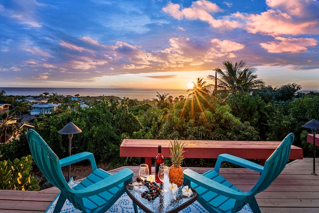76-6364 Kaheiau St, Kailua-Kona, HI 96740 - wooden deck featuring a water view
