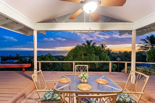 76-6364 Kaheiau St, Kailua-Kona, HI 96740 - deck featuring ceiling fan and outdoor dining space
