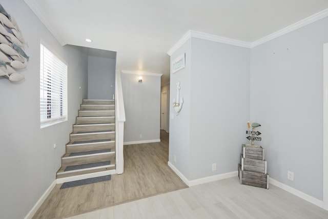 15-1925 4th Ave, Keaau, HI 96749 - stairway with wood finished floors, crown molding, and recessed lighting