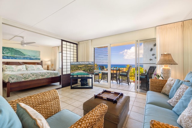 1763 Pee Rd Unit 304, Koloa, HI 96756 - bedroom featuring access to exterior and tile patterned floors