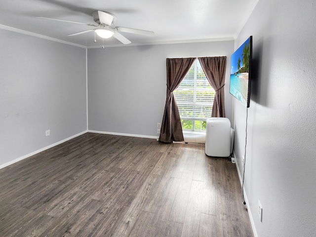75-6081 Alii Dr Unit Dd102, Kailua-Kona, HI 96740 - empty room with crown molding, ceiling fan, wood finished floors, and baseboards