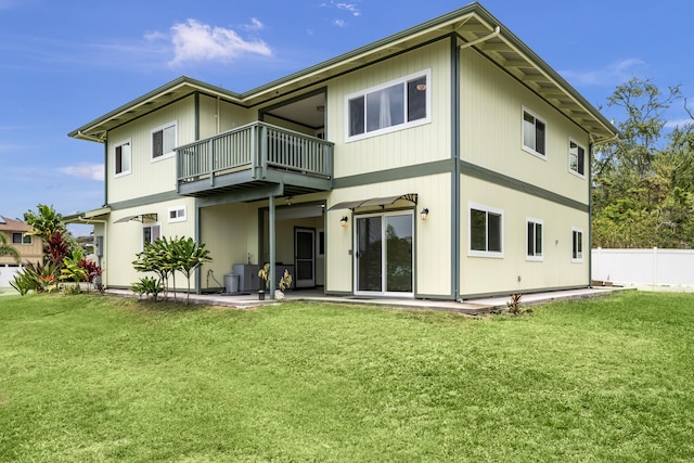 76-6347 Kupuna St, Kailua-Kona, HI 96740 - back of house featuring a balcony, a patio area, and central AC unit
