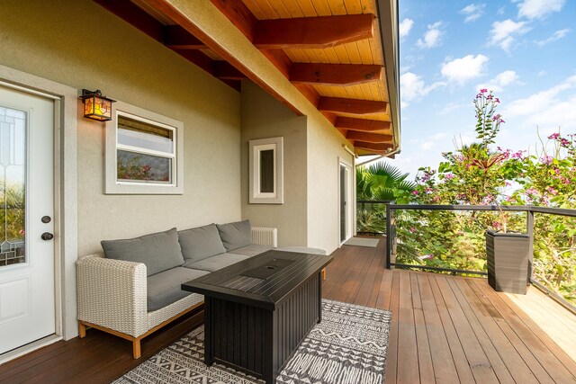 76-6319 Leone St, Kailua-Kona, HI 96740 - wooden deck featuring an outdoor living space