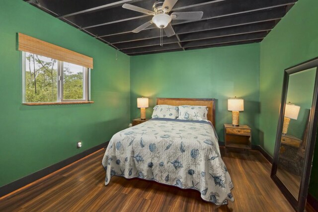 15-1653 28th Ave, Keaau, HI 96749 - bedroom with wood finished floors, baseboards, and a ceiling fan