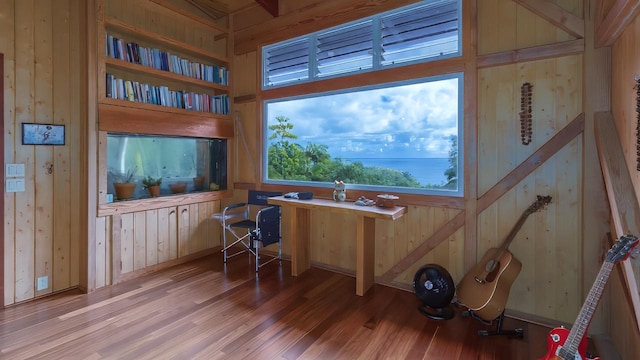 27-577 Old Mamalahoa Hwy Unit 2, Papaikou, HI 96781 - home office featuring wood finished floors and wood walls