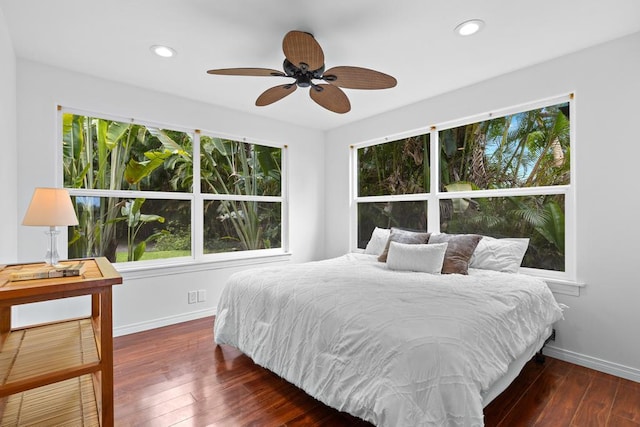 76-985 Aeo St, Kailua-Kona, HI 96740 - bedroom with baseboards, wood-type flooring, and recessed lighting