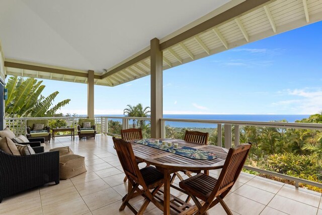 76-985 Aeo St, Kailua-Kona, HI 96740 - view of patio featuring an outdoor hangout area and a water view