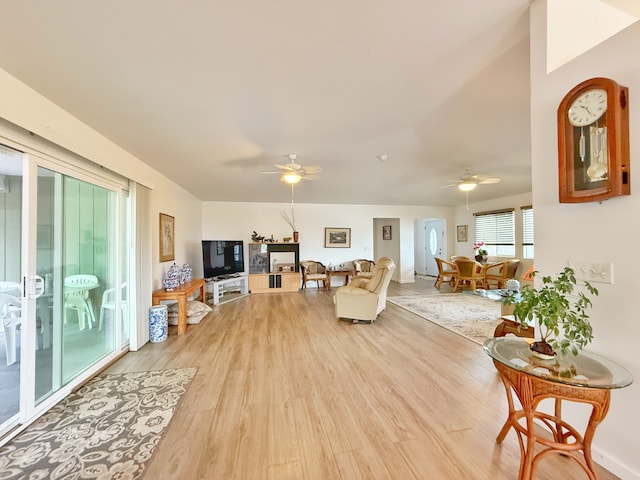 92-8858 Paradise Pkwy, Ocean View, HI 96737 - living room featuring ceiling fan and light wood-style floors