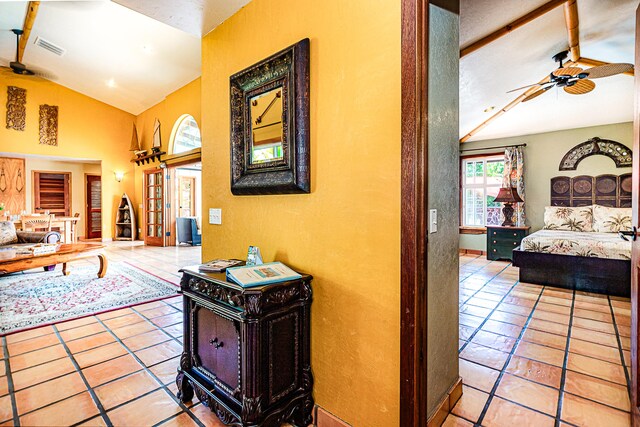 15-869 Lemiwai Rd, Keaau, HI 96749 - hallway with tile patterned floors and a textured wall