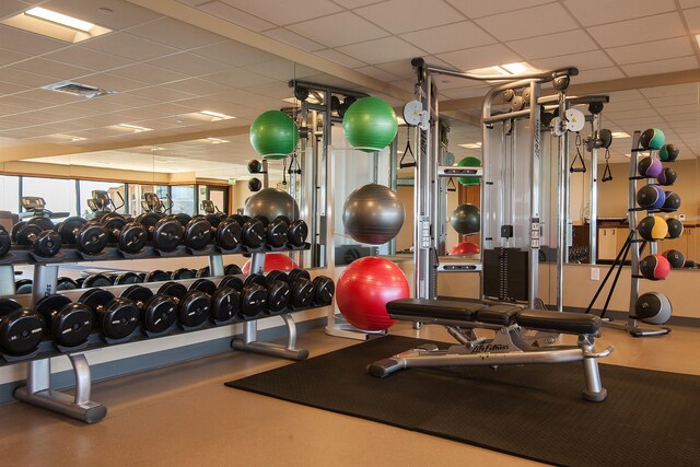 2641 Poipu Rd Unit 1202, Koloa, HI 96756 - workout area featuring a paneled ceiling