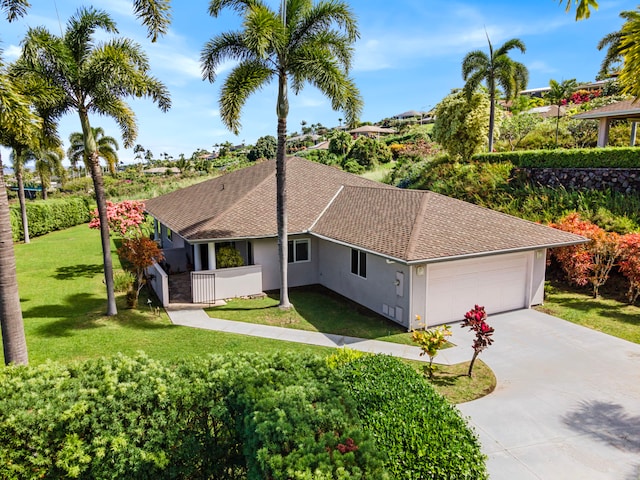 76-6398 Pualani St Unit 7, Kailua-Kona, HI 96740 - ranch-style home featuring stucco siding, driveway, an attached garage, and a front yard