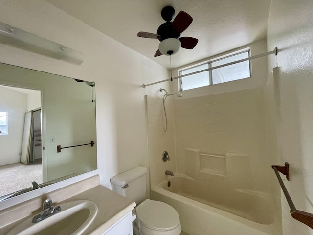 76-197 Kealoha St, Kailua-Kona, HI 96740 - bathroom featuring bathing tub / shower combination, vanity, toilet, and ceiling fan