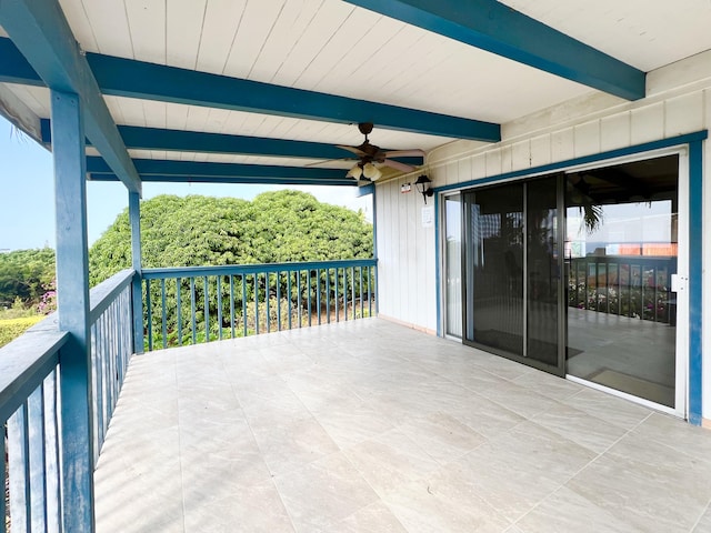 76-197 Kealoha St, Kailua-Kona, HI 96740 - view of patio / terrace with a ceiling fan and a balcony