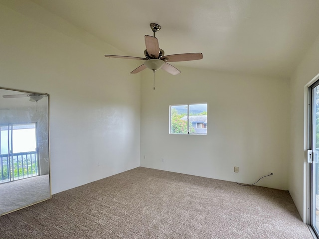 76-197 Kealoha St, Kailua-Kona, HI 96740 - carpeted empty room with healthy amount of natural light, a ceiling fan, and vaulted ceiling