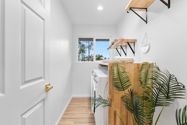 16-2143 Uilani Dr, Pahoa, HI 96778 - washroom with washer and dryer, light wood finished floors, baseboards, and recessed lighting