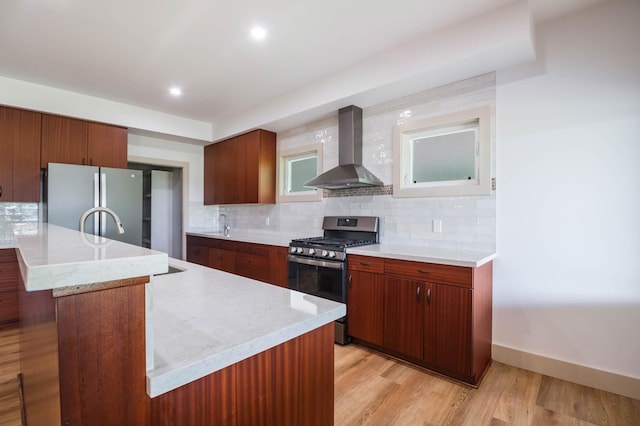 4306 Pilimai St, Lihue, HI 96766 - kitchen featuring wall chimney exhaust hood, stainless steel appliances, backsplash, and recessed lighting
